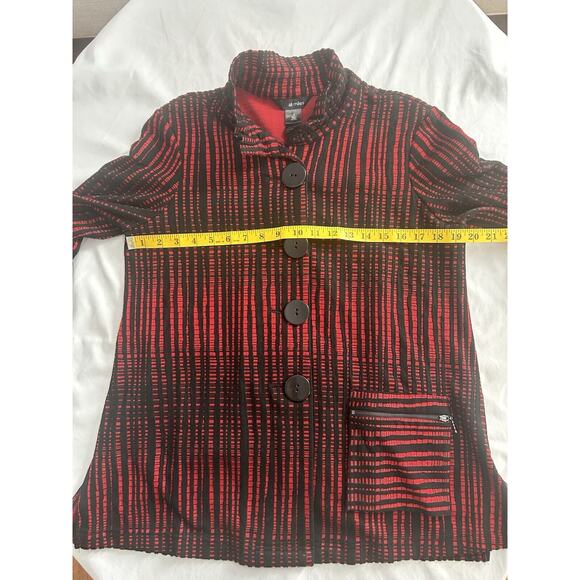 Ali Miles Striped Button Closure Blouse Womens Size Small Red Black Boho Career - Picture 9 of 11